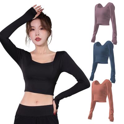 Camiseta de manga larga para Fitness y Yoga, Top para gimnasio, camisas de Yoga para mujer, Top deportivo para mujer, camiseta para correr y gimnasio para mujer, ropa activa