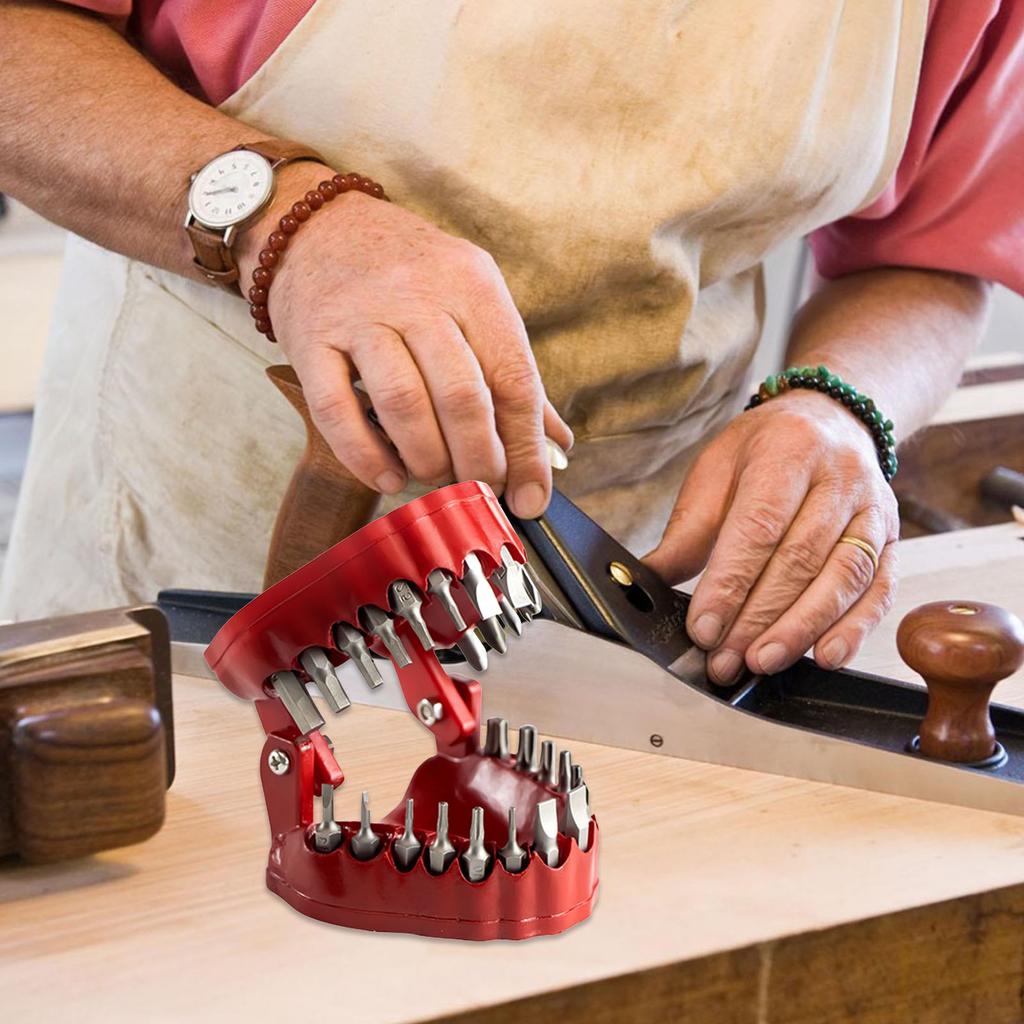 Small Denture Drill Bit Stand Teeth Model Design Build-in Magnet To Hold Up 28 Bits Screwdriver Bit Organizing Stand