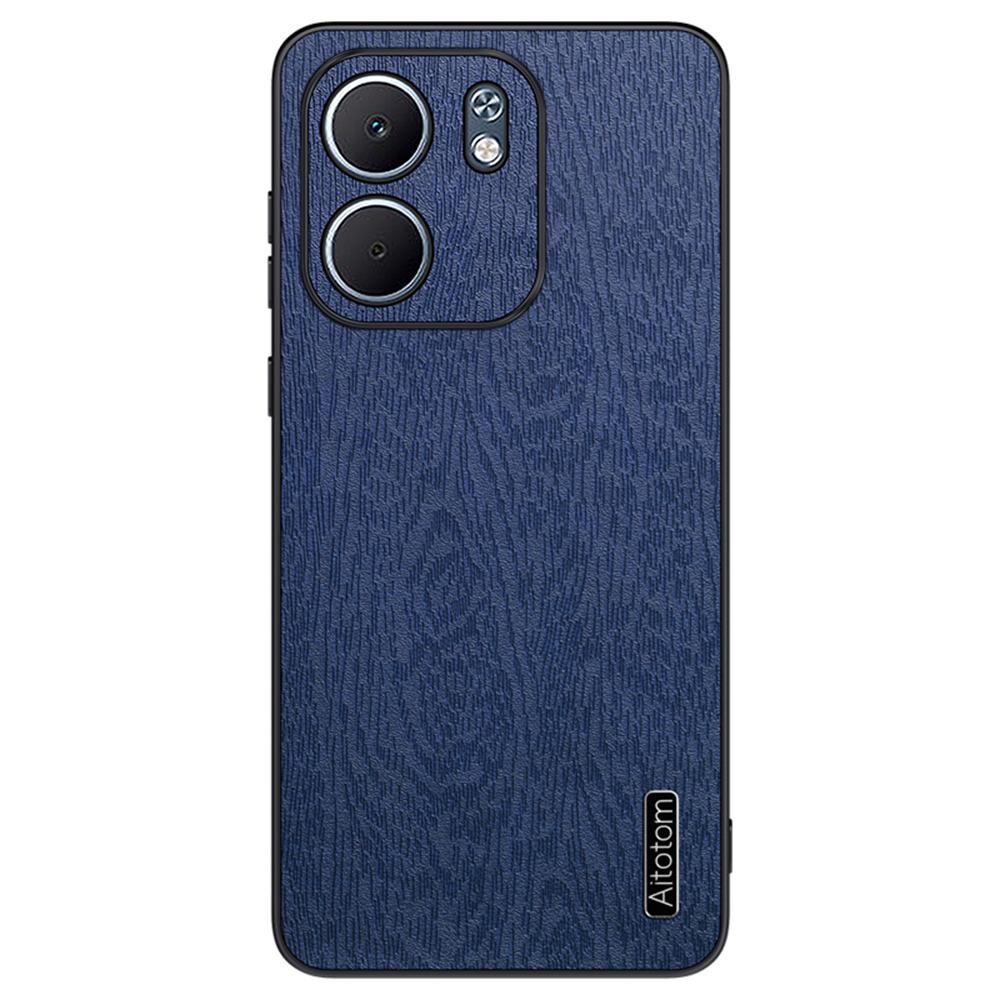 For Oppo A5x 4G/5G Case Wood Texture PU Leather Coated PC TPU Phone Cover