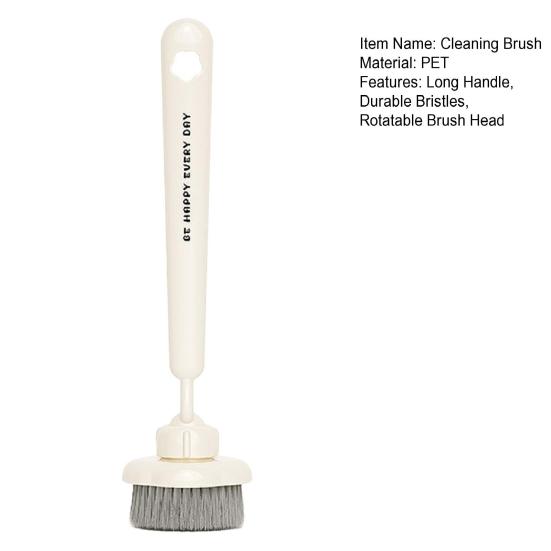 Cleaning Brush Long Handle Oil-Proof 360-Degree Rotatable Head Pot Brush with PET High-Density Bristles Strong Stain Removal Cleaning Scrubber