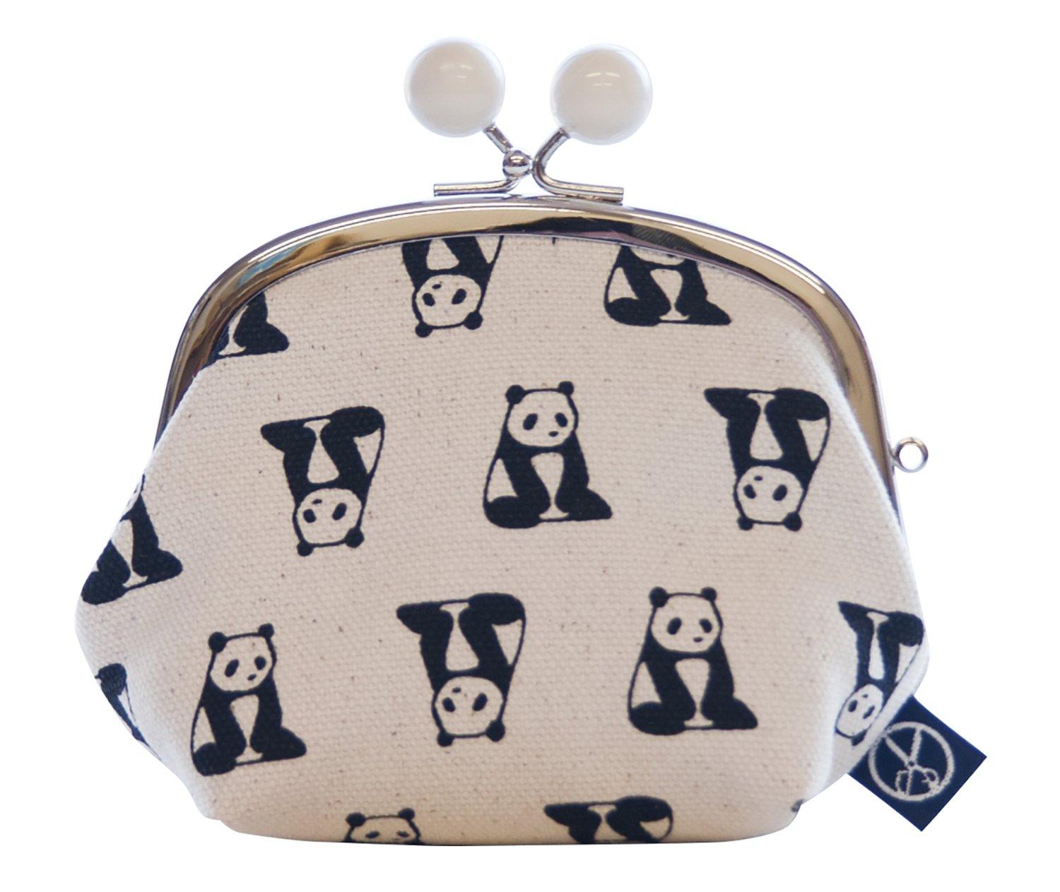 [Goshiki Hanpu-do] Кошелек 3,5 дюйма (с ластовицей и бусинами) Серия «Животные» (Панда)