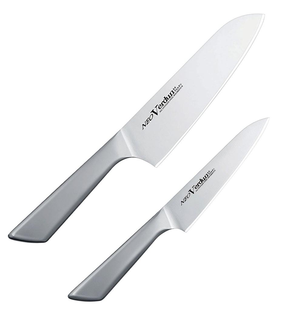 Shimomura Kogyo Neo Verdun Knife Set Santoku 125mm Petty Molybdenum Vanadium Dishwasher Made In Niigata 2-Piece (165mm Knife, Knife, Steel, Safe,
