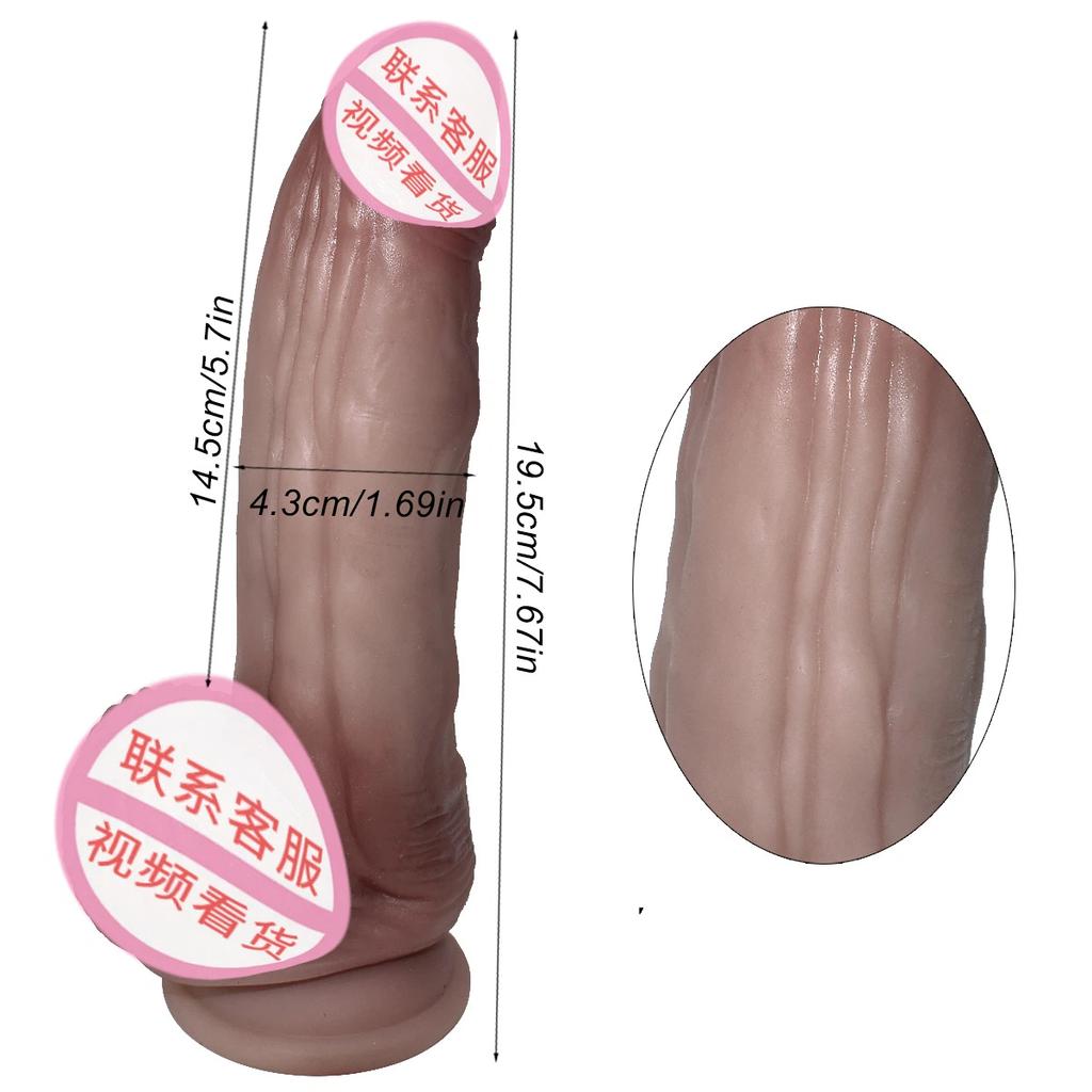 Simulated Stress Reducing Toy Liquid Silicone Fake Penis Cross-border Thick Soft Flesh Realistic Penis Sex Toy
