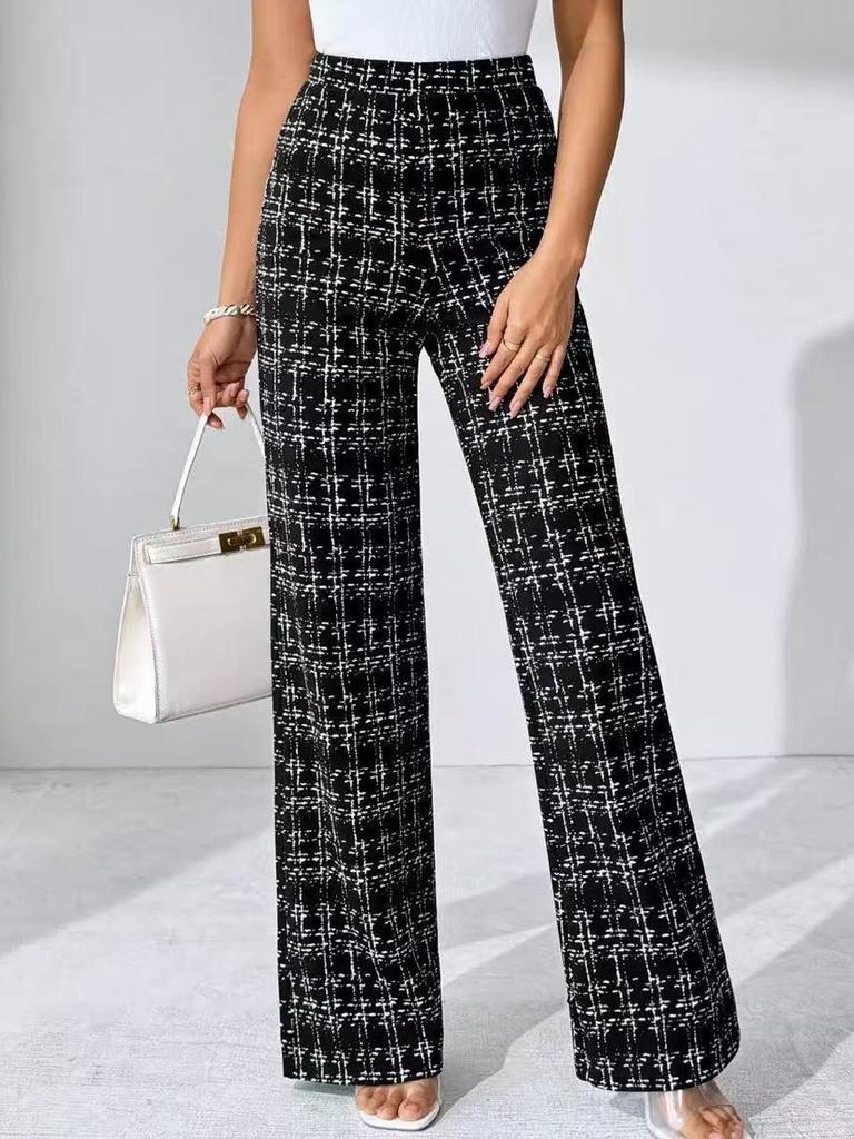 Women's Autumn Winter Fashion Casual Printed Straight Leg Pants