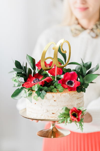 Partydeco Topper Na Tort Cyfra 60 Złota 21Cm