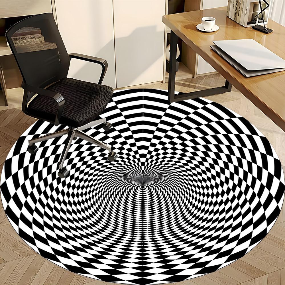 1pc Optical IllusionChair Carpet for Office, Indoor Non-Slip Washable Polyester Fiber Carpet, Mat For Office, Machine Washable