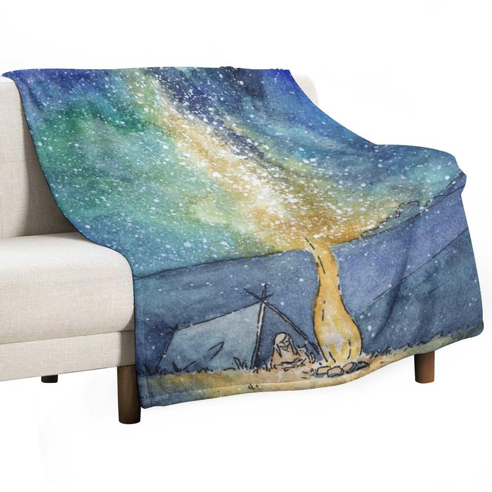 

Акварельное Ночное Небо Плед забавный подарок Диван теплый зимний Ретро Пледы 30x40in