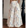 Pantalon Floral d'Été pour Femme, Taille Haute, Ample, Fin, Jambe Large, Élégant, Amincissant, Pantalon Droit Polyvalent