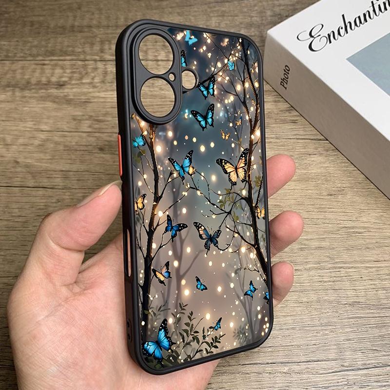 Butterfly Forest Pattern Phone Case For iPhone Air 16e 17 16 15 14 17 Pro Max 13 15 Pro 16 Shockproof Hard PC Soft Edge TPU Matte Cover