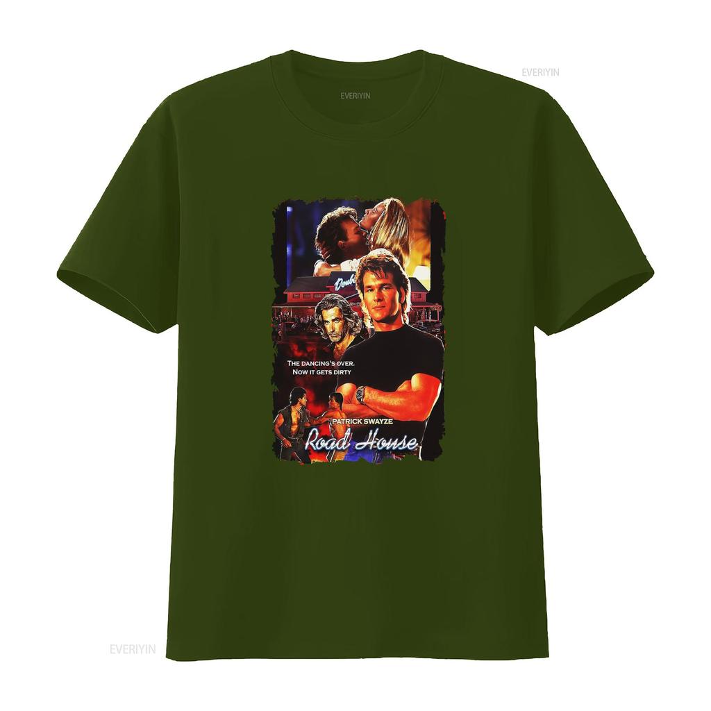 Roadhouse Patrick Swayze Movie Theme Mens Black T Shirt Available In Sizes S To 5XL Vintage Washed Graphic Breathable Slightly