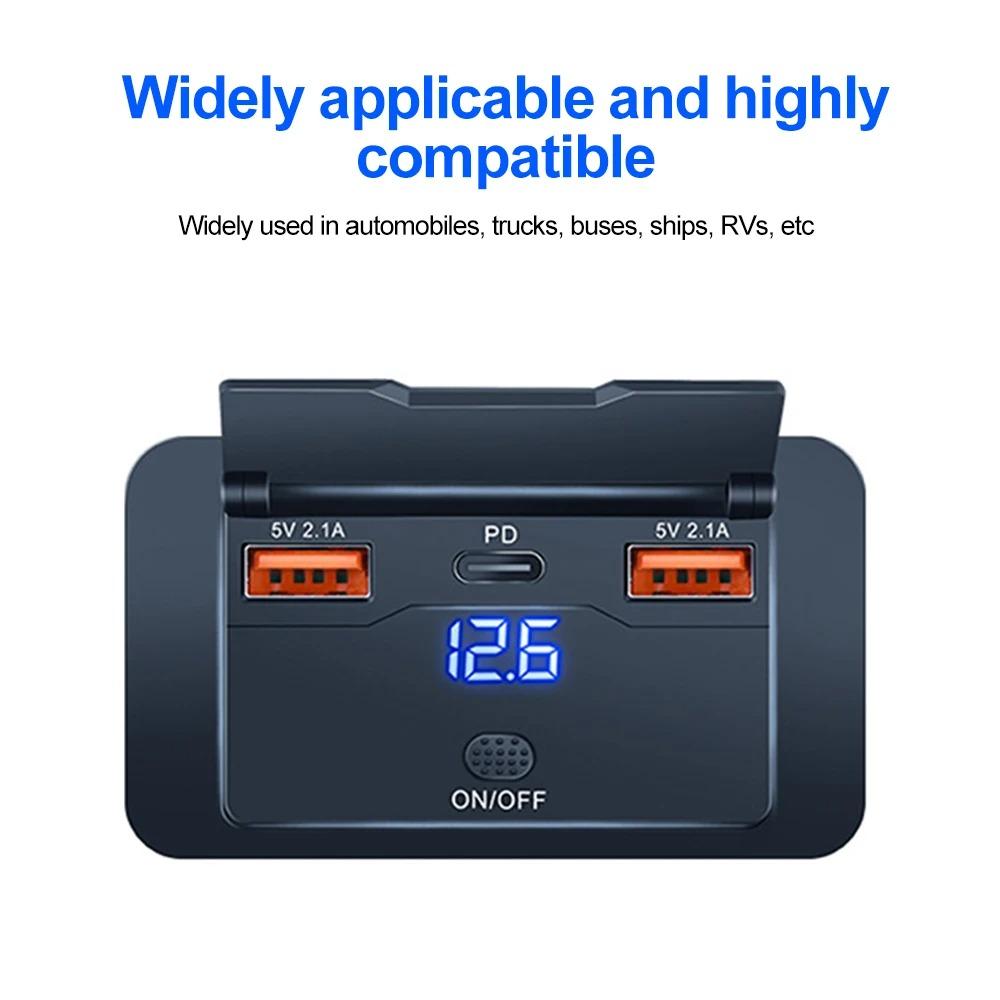 12V 18W QC 30W PD USB C Car Fast Charger Socket QC3.0 and PD Port Phone Car Adapter Waterproof Quicker Charger Power Outlet