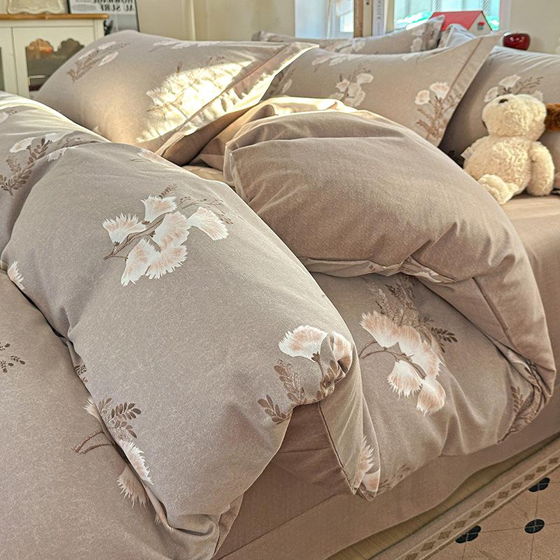 Category A 100% Cotton Brushed Four-Piece Bedding Set, Duvet Cover, Pure Cotton, Spring and Autumn Thickened Bedding