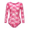Womens Long Sleeve Lace Floral Bodysuit Stretch Ladies Leotard Body Top