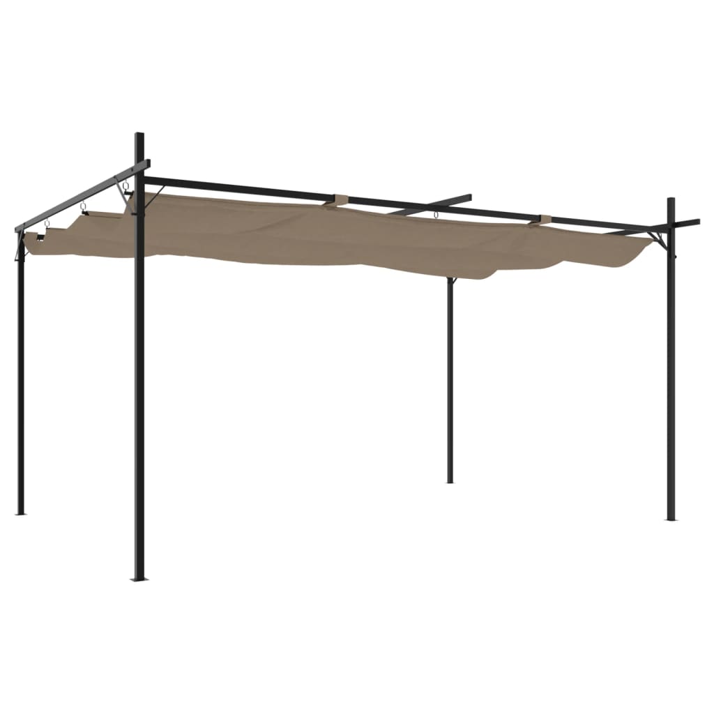 Pergola with Sliding Roof Taupe 395x292x230 Cm