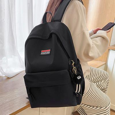 Student Schoolbag Women's Simple Casual Solid Color Large Capacity Backpack