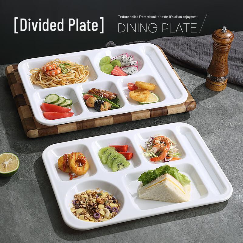 OEING 14-inch Melamine 6-Compartment Canteen Tray