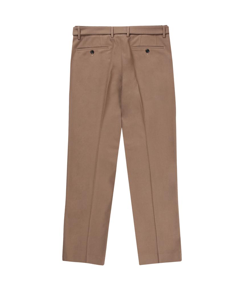 SOLEW Belted Double-Pleat Tapered Pants_Beige