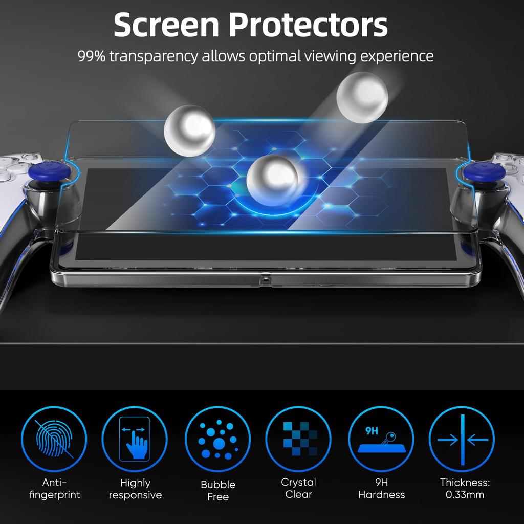 Schutzhülle für PlayStation Portal mit Displayschutz aus gehärtetem Glas Transparente Hart-PC-Hülle für PS Portal Zubehör-Kits