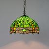 Artisan Handcrafted Color Glass Pendant Light with Peacock Dragonfly Leaf Pattern - Unique Handmade Lighting Fixture