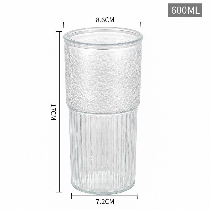 20oz Hammered Glass Cup with Wood Lid - Vertical Stripe for Coffee, Milk Tea, Cola, or Beer 501mL to 600mL чашки без подкладки