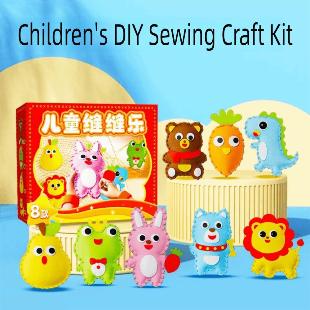 Hand-eye Coordination DIY Sewing Toy Multicolor Doll Sewing Material Kit Cartoon Animal Doll  Gift