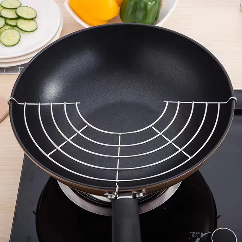 32cm Stainless Steel Oil Strainer Rack Oil Drainer Mesh Foldable Gadgets Frying Pan Oil Drain Rack