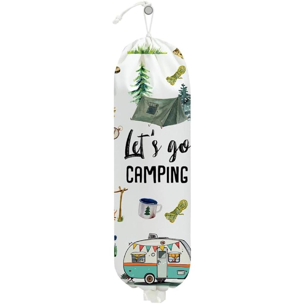 2Pcs Bee Plastic Bag Holder, Wall Mount Grocery Bag Holder for Plastic Bags, Sunflower Reusable Grocery Bags Storage Dispenser for Home Kitchen