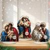 Elegantes Acryl-Kunstwerk 2D Flach Heilige Familie Krippenszene Skulptur Für Zeitgenössische Häuser Büro Tischplatten-Ausstellung