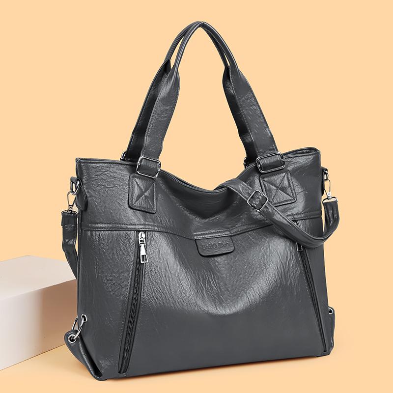 Soft Leather Handbag Women's Shoulder Crossbody Bag Large Capacity Tote Bag Mother's Bag