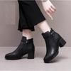 Fashion GKTINOO 2024 Genuine Leather Quality Women Shoes Women Ankle Boots High Heels Zipper Shoes Warm Fur Winter Boots for Women