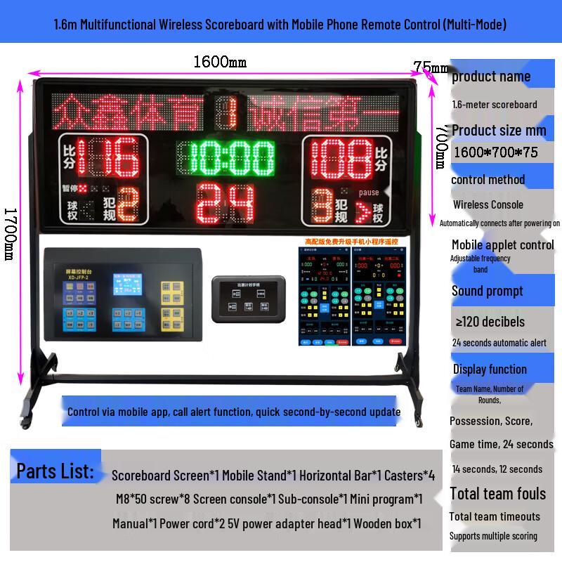 Wireless Multi-Mode Competition Scoreboard (1.6m)