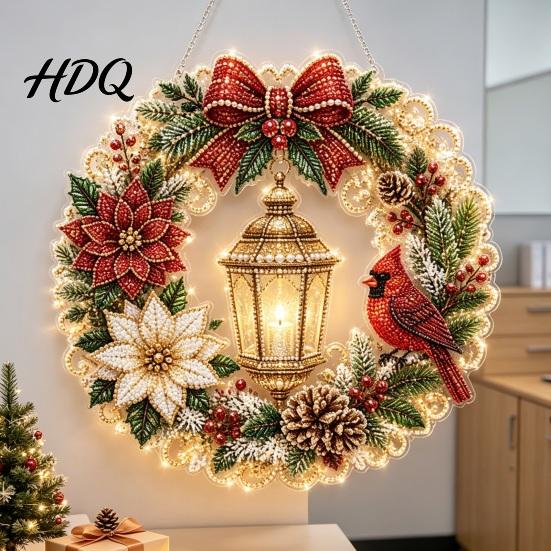 Home Decoration Ornaments Christmas Faux Pearl Art Hanging Ornament Kit Acrylic Glowing Holiday Decor Garden for Tree Window DIY Festive Pendant
