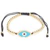 Beaded Bracelet Bohemian Turkish Eye String Bracelet with Golden Beads for Men Women Children CouplesBlue