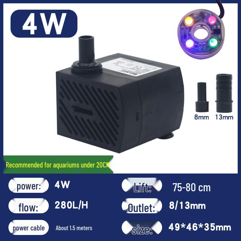 Submersible Water Pump for Fish Tanks, Fountains, Feng Shui Wheels, and Ponds with Light (5W, 6W, 8W)