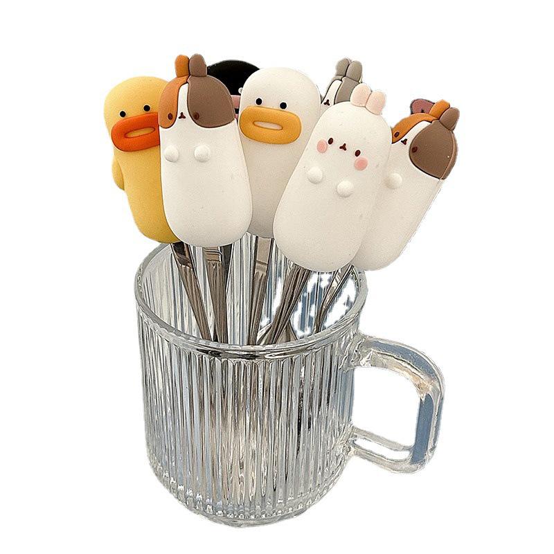 Cute Cartoon 304 Stainless Steel Children's Spoon & Fork Set - Anti-Fall & Durable Baby Tableware