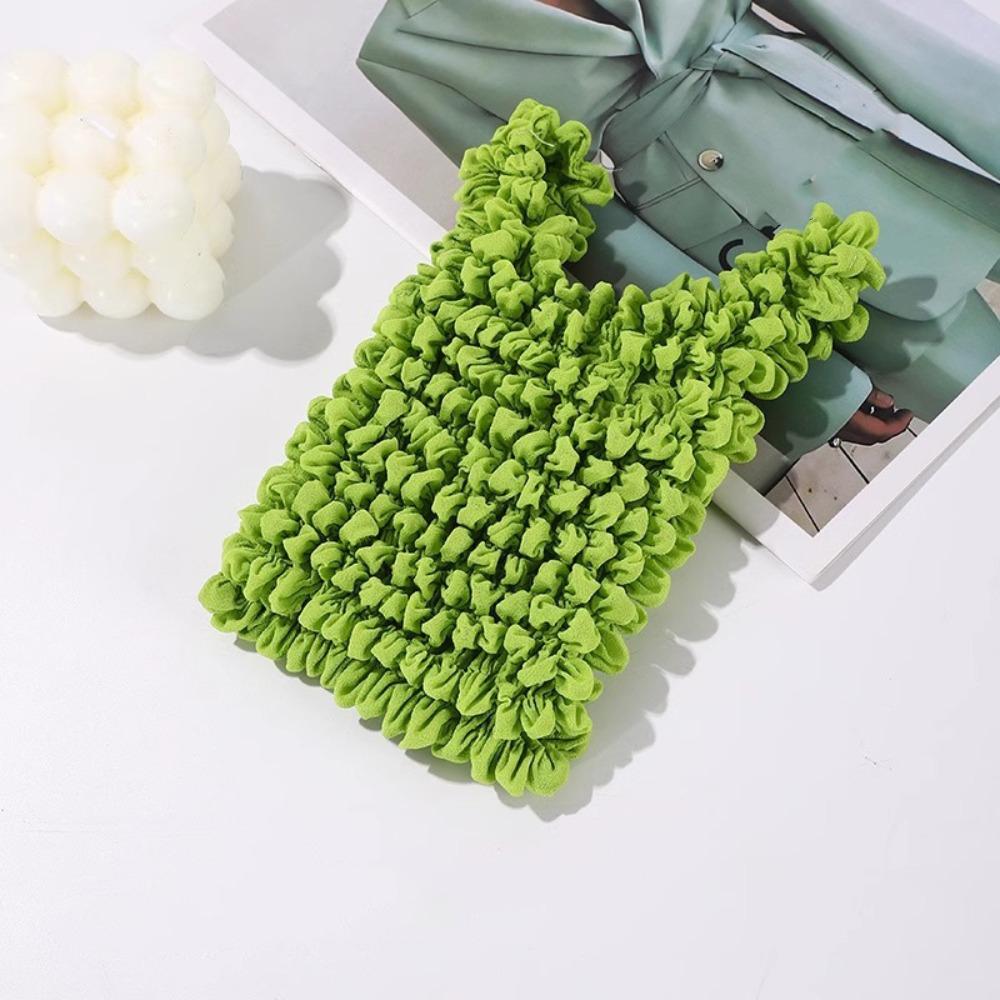 Large Capacity Pleated Flexible Handbag Shopping Bag Stretch Puff Bag Foldable Storage Bag  Travel