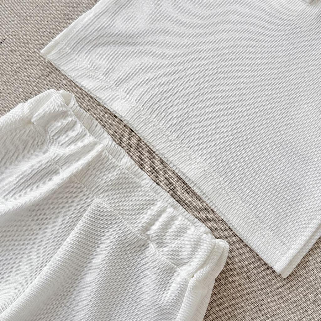 2026 Summer Baby White Polo & Shorts Embroidered Set for Boys & Girls