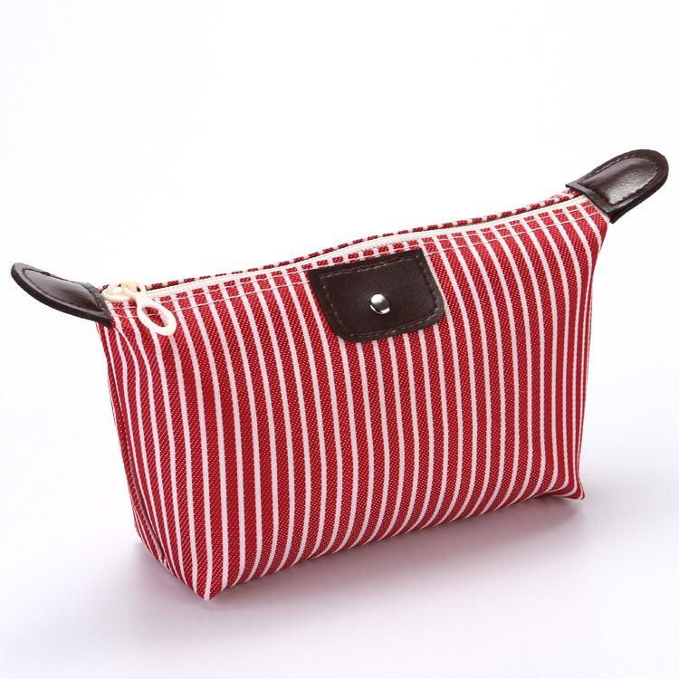 Korean Style Striped Dumpling Foldable Makeup & Toiletry Travel Bag