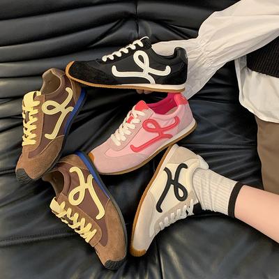 Wersja skórzana~ Matka winogron ma ten sam brzydko-uroczy asymetryczny duży palec u nogi sznurowane codzienne sportowe buty Forrest Gump damskie niemieckie buty treningowe