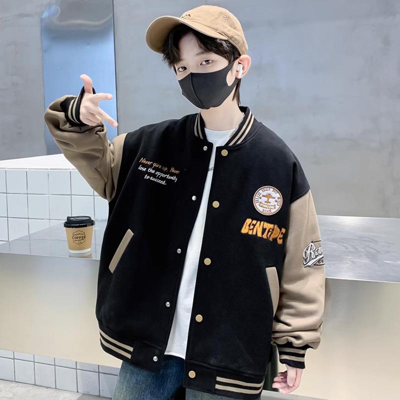 Spring and Autumn 2025 Boys' Baseball Jacket – Fashionable Medium and Large Sizes
