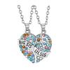 2Pcs/Set Sister Love Necklace Big Sister And Little Sister Necklaces Rainbow Heart Charm Necklace