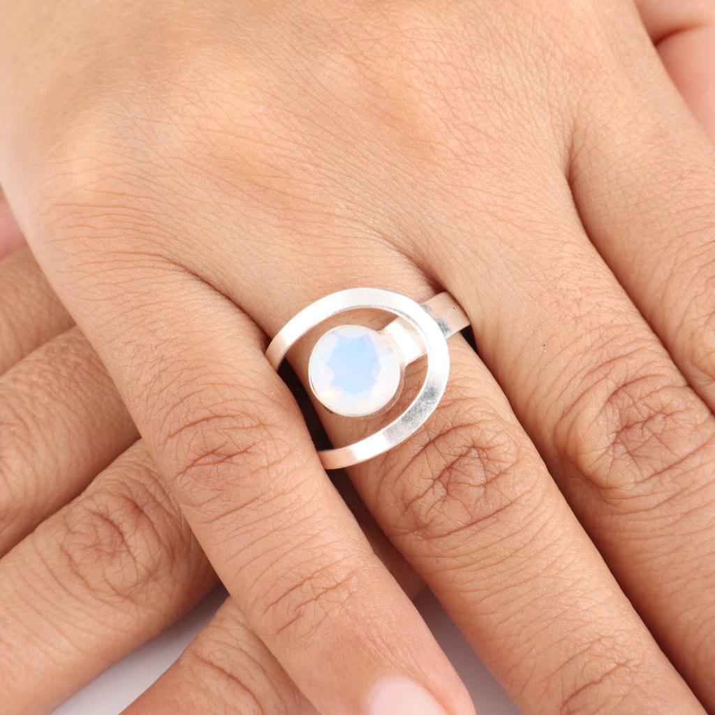 Milky Opal Gemstone 925 Sterling Silver Jewelry Handmade Ring For All Occasions RR-68-20