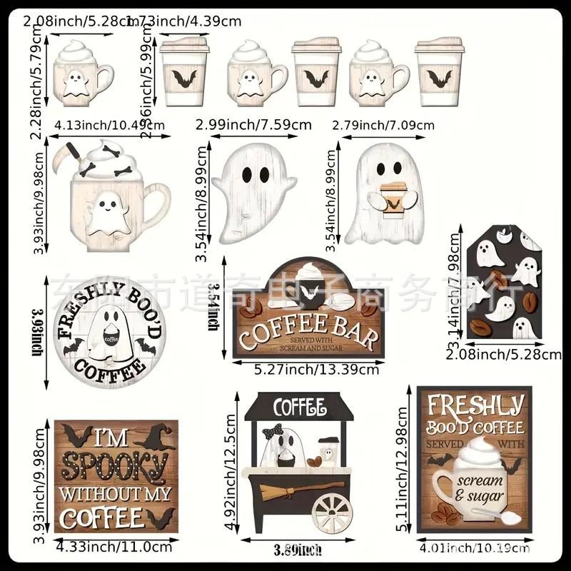 

New 13 pieces Halloween layered tray decoration cute wooden layered tray party decoration ornament