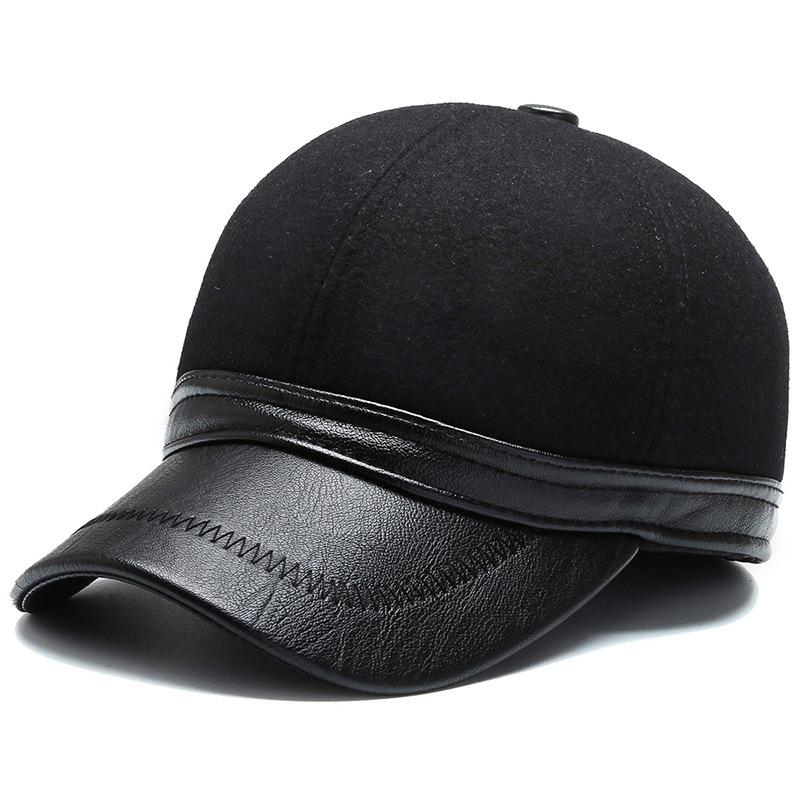 

Woolen Baseball Cap For Men, Middle-aged And Elderly, Ear-covering Cap, Warm And Cozy, Sporty And Casual Hat. One Size чорний
