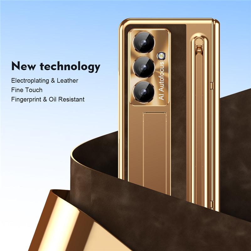 Plating with Screen Protector Cover for Samsung Galaxy Z Fold 8 Ultra 7 6 5 4 Fold8 5G S Pen Slot Hinge Protection Case