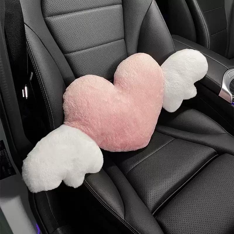 Love Style Car Headrest Lumbar Support Women's Neck Protection Pillow, Creative Cute Plush Cushion, Car Seat Interior Decoration