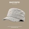 Korean Ins Floral Flat-Top Equestrian Hat Female Small Fresh And Sweet Face Small Outdoor Sunshade Cap