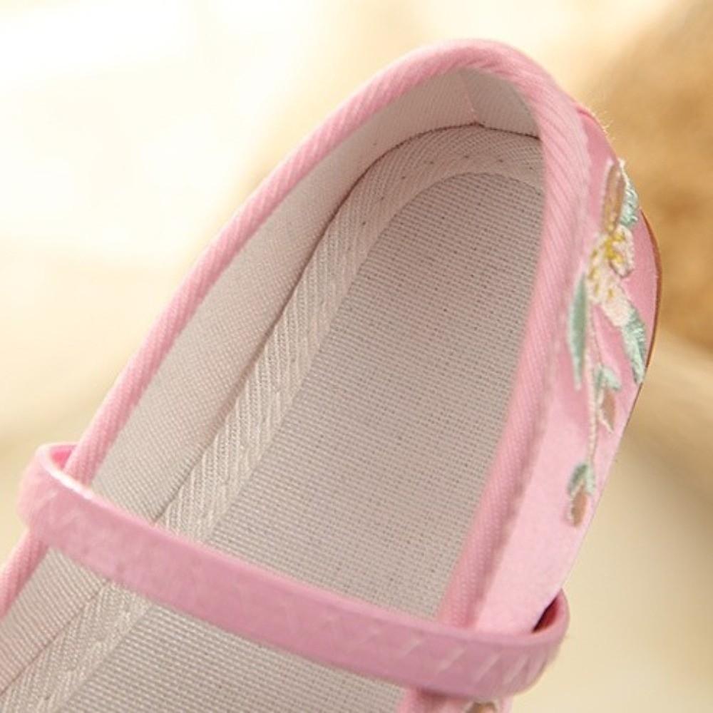 Chaussures de Danse Filles Semelle Souple Résistantes à l'Usure Chaussures en Tissu Brodé Chaussures de Ballet Usage Quotidien