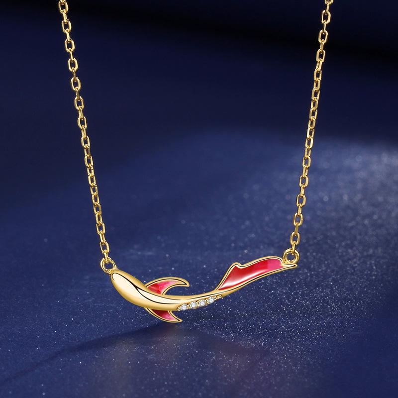 

Ожерелье Koi для женщин Guochao, новое китайское нишевое изысканное ожерелье с эмалевым эпоксидным покрытием в китайском стиле для женщин