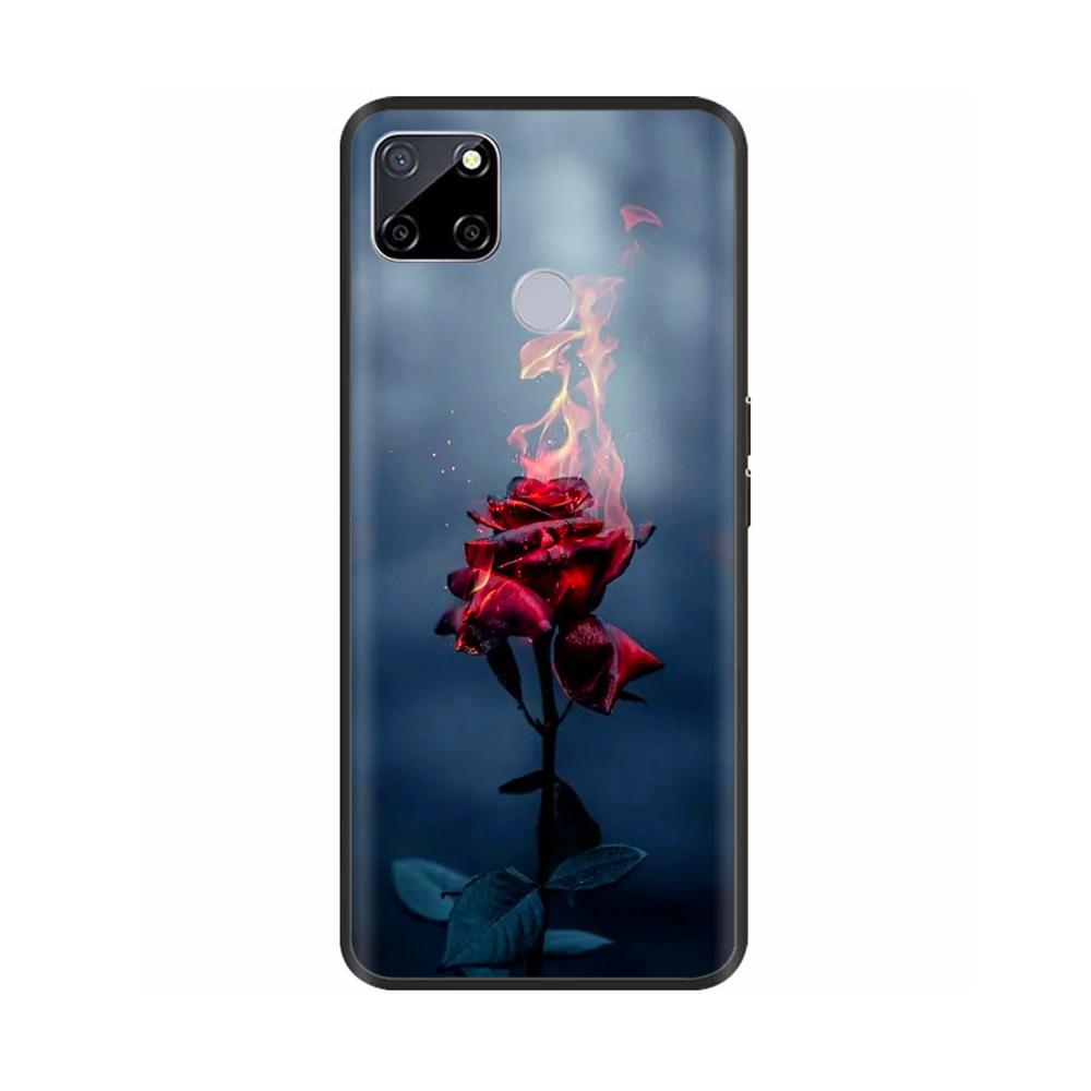 For Realme C25 Case C25s Soft Cute Cover for OPPO Realme C25Y C21Y Silicone Black TPU Phone Case For OPPO Realme C21 Flower Capa